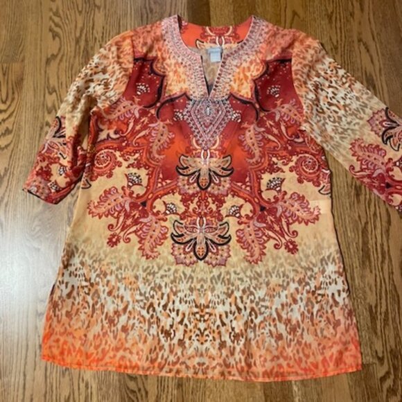 NWOT Chico's Embellished Summer Tunic Top - Picture 6 of 6